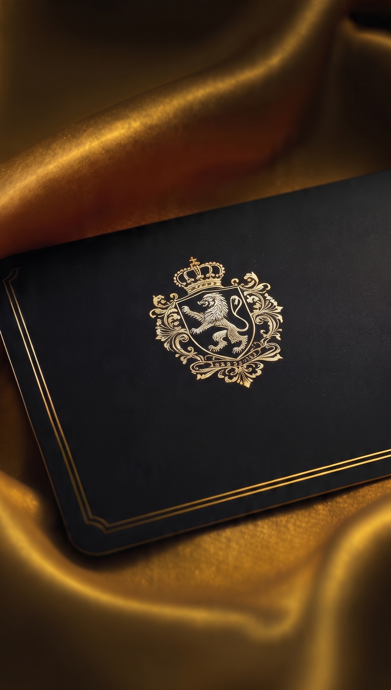 Black card with a gold heraldic lion crest and the name Nader Ali Jezzini.
